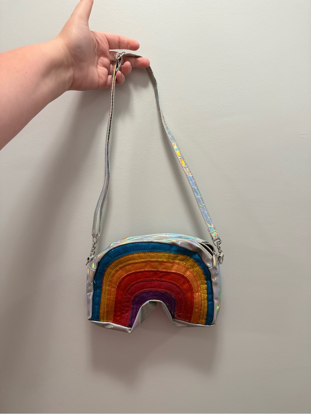Holographic Crossbody Rainbow Bag with adjustable strap